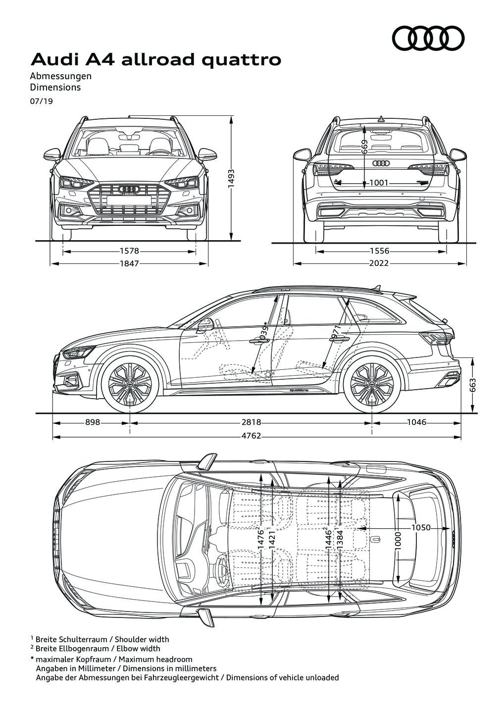 Dimensions A4 allroad quattro Audi MediaCenter