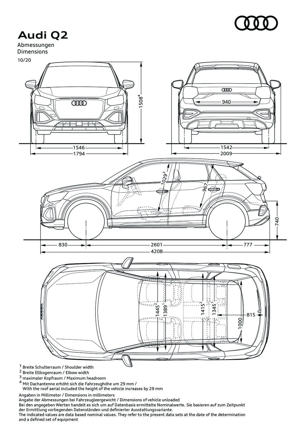 Dimensions Q2 Audi MediaCenter